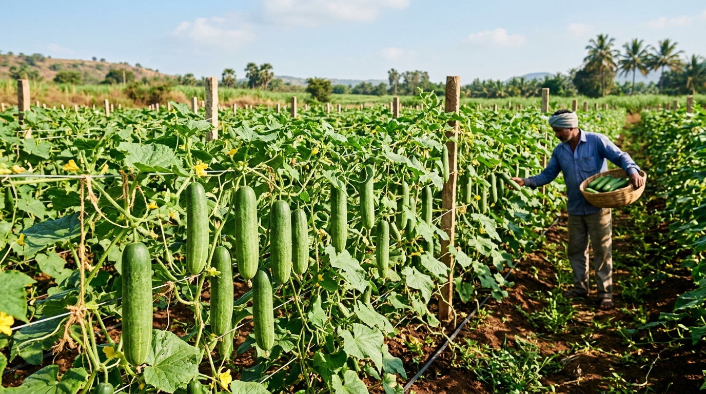Cucumber seed production field in Karnataka
