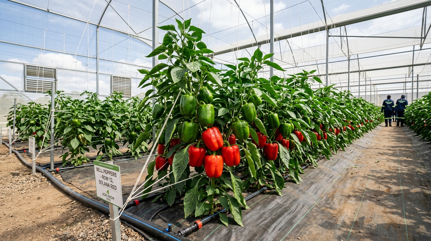 Sweet Pepper (Bell Pepper) seed production field in Karnataka